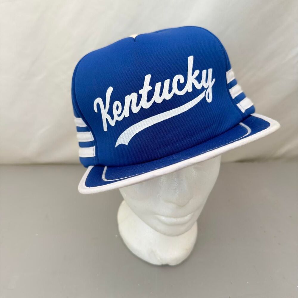 San Sun Vintage Kentucky Men's Baseball Blue & White Hat Retro UK Wildcats 80's